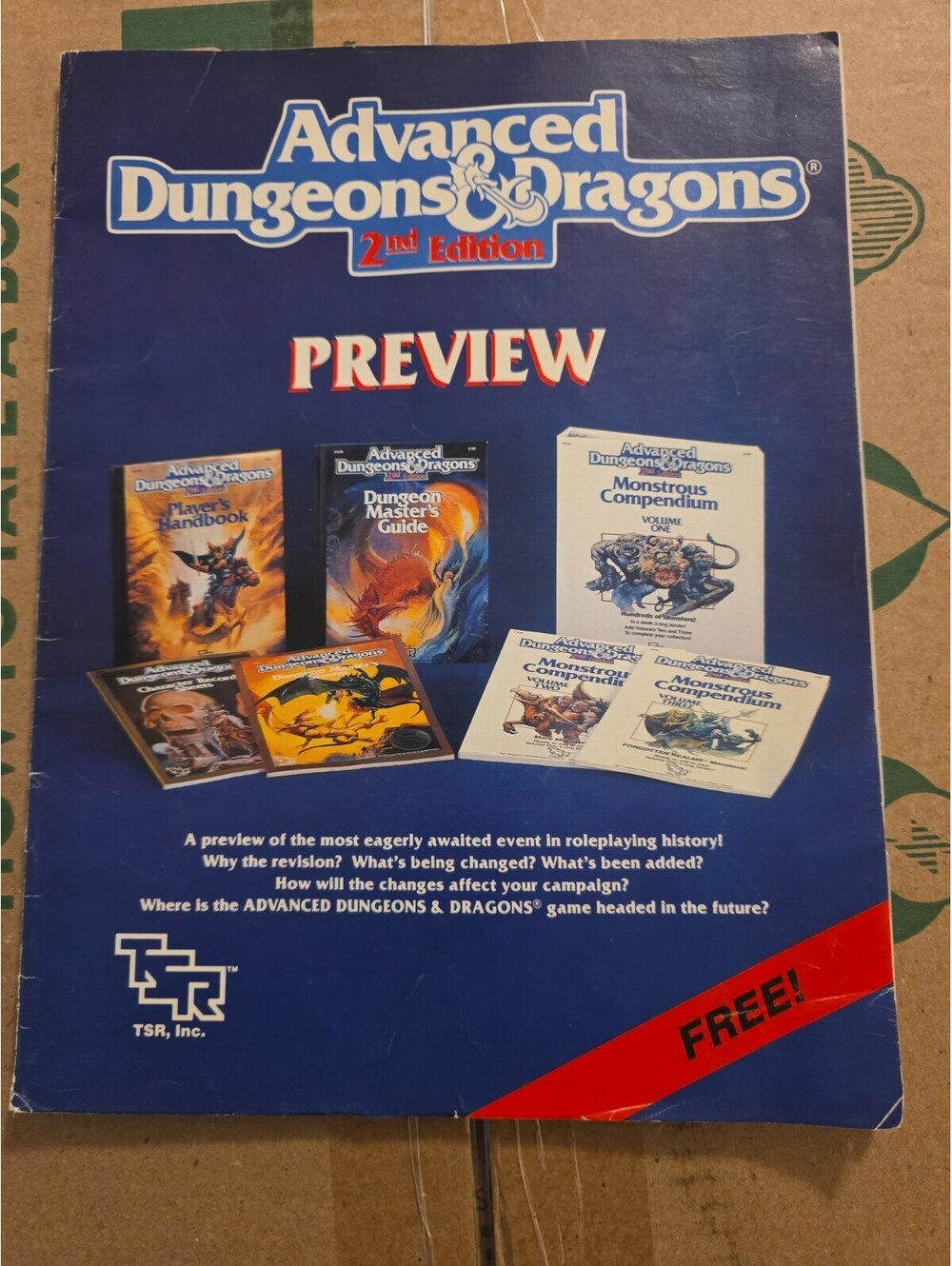 TSR 2nd Edition Advanced Dungeons & Dragons 1989 Preview Magazine Near Mint